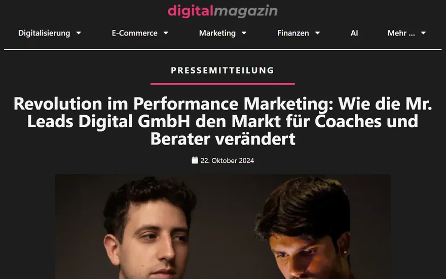 Digital Magazin: Revolution im Performance Marketing: Wie Mr. Leads den Markt für Coaches verändert
