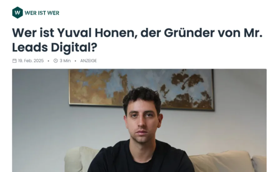 Wer ist wer: Wer ist Yuval Honen, der Gründer von Mr. Leads Digital?